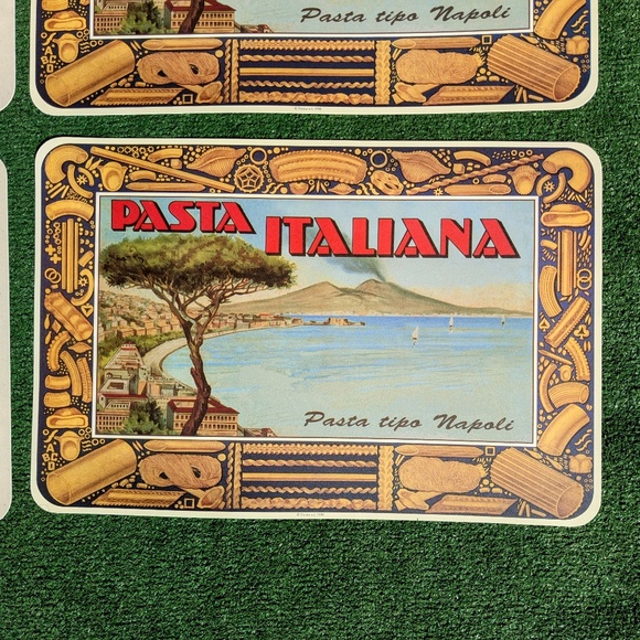 1990s Napoli Pasta Italiana Italy Utensil Tools Souvenir Table 4Pc Place Mat NOS - Picture 3 of 6